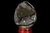 Septarian Dragon Egg Geode - Black Crystals #83179-1